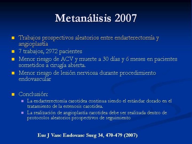Diapositiva 19 de Estenosis Carotidea Endarterectomía y Angioplastía