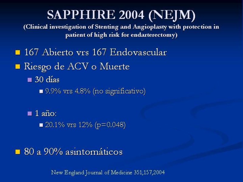 Diapositiva 15 de Estenosis Carotidea Endarterectomía y Angioplastía