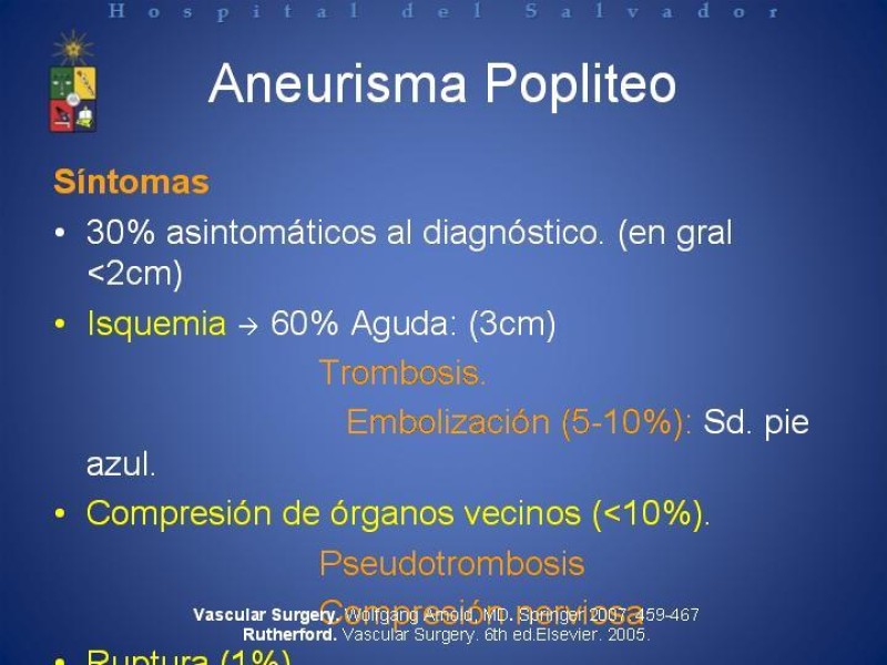 Diapositiva 10 de Aneurismas Arteriales de Extremidades Inferiores 