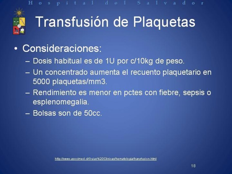 Diapositiva 17 de Uso de Hemoderivados en Cirugía