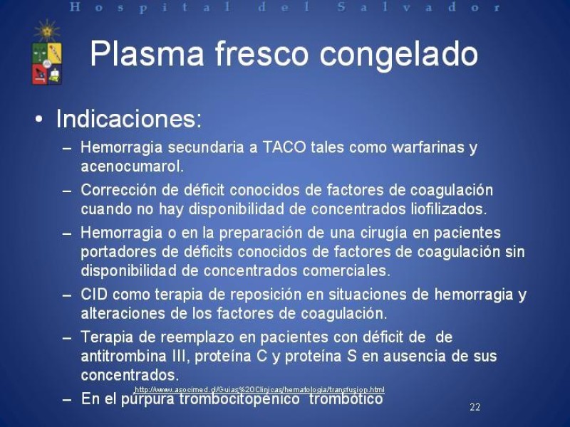 Diapositiva 21 de Uso de Hemoderivados en Cirugía
