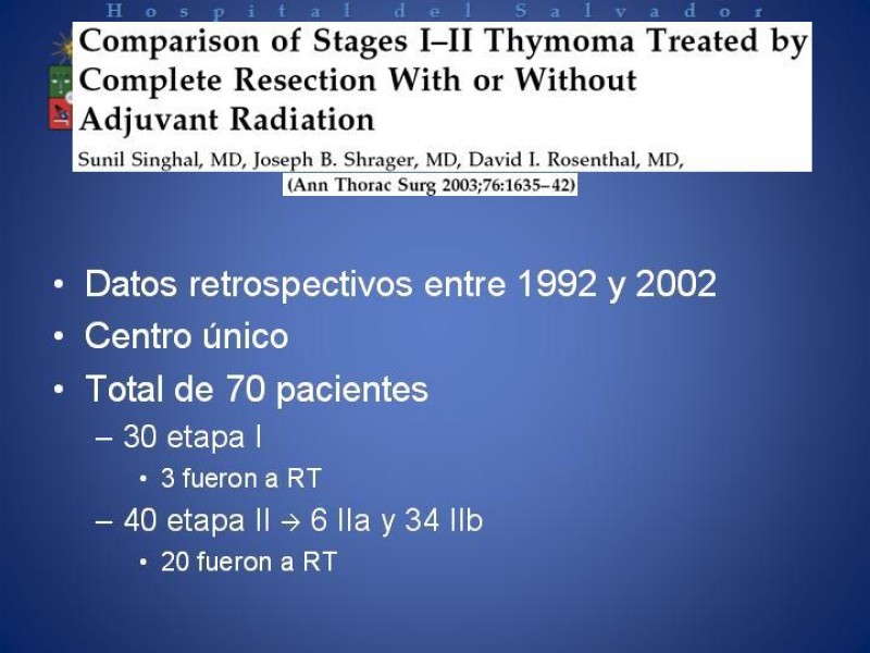 Diapositiva 11 de Radioterapia en Timomas Masaoka II