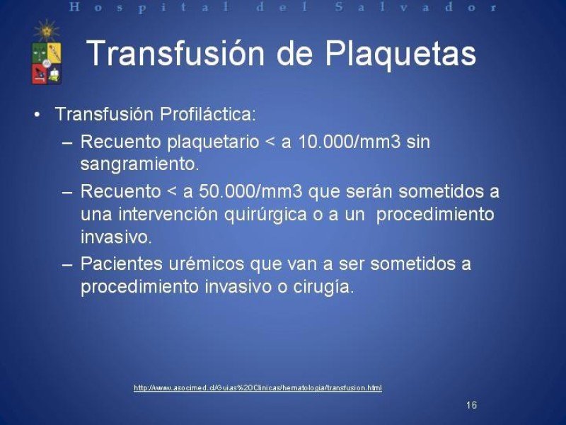 Diapositiva 15 de Uso de Hemoderivados en Cirugía