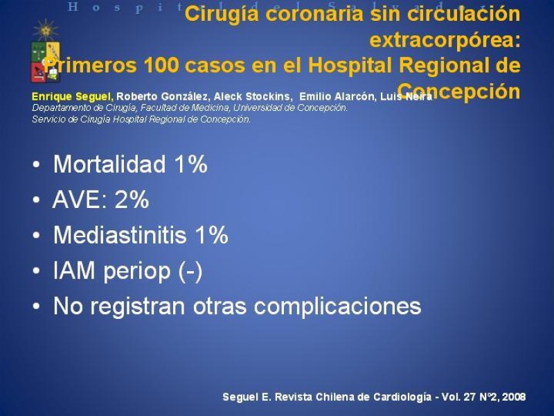 Diapositiva 27 de Estado Actual de la Revascularización Miocárdica sin Circulación Extracorpórea