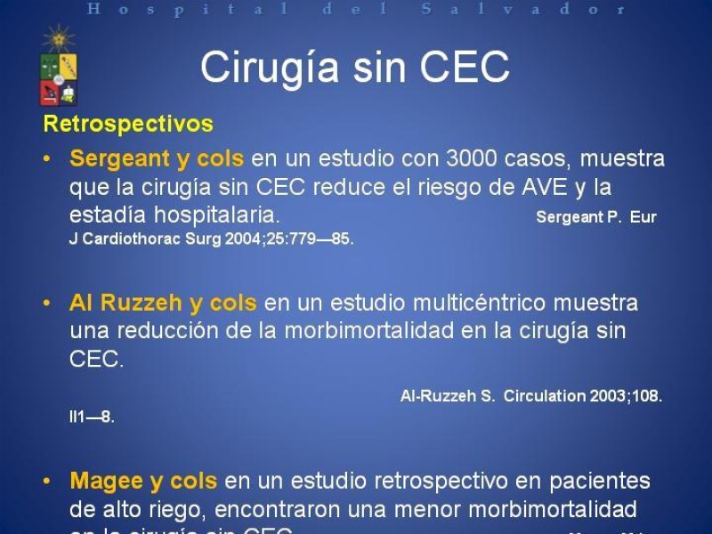 Diapositiva 16 de Estado Actual de la Revascularización Miocárdica sin Circulación Extracorpórea