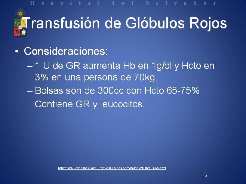Diapositiva 11 de Uso de Hemoderivados en Cirugía