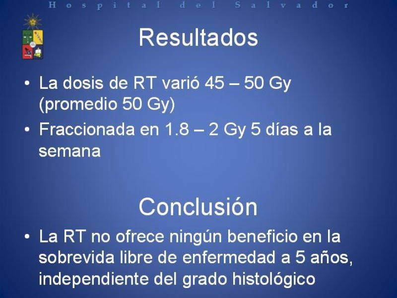 Diapositiva 10 de Radioterapia en Timomas Masaoka II