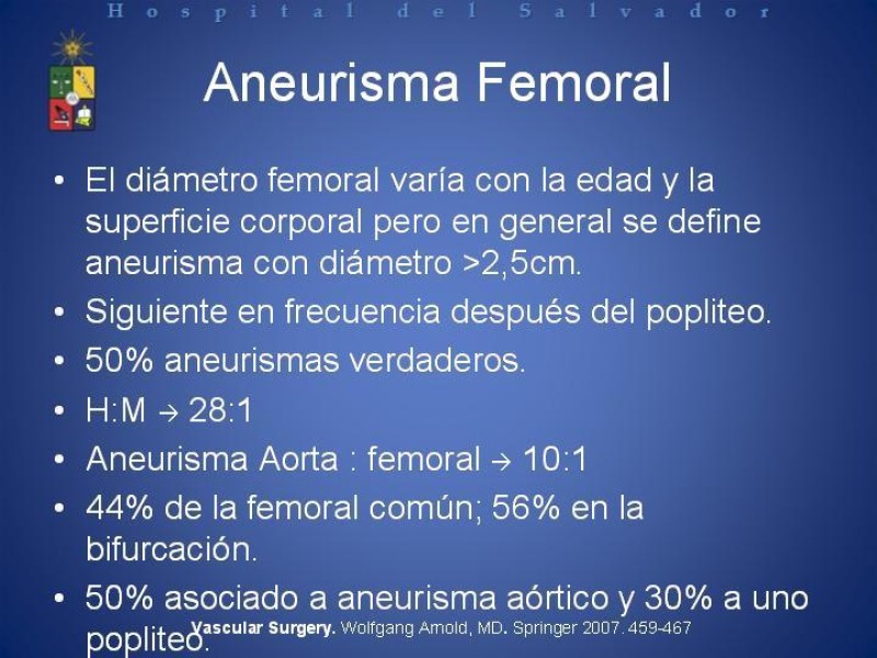 Diapositiva 19 de Aneurismas Arteriales de Extremidades Inferiores 