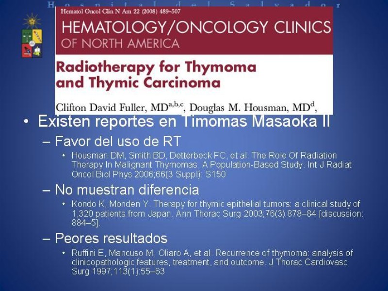 Diapositiva 19 de Radioterapia en Timomas Masaoka II