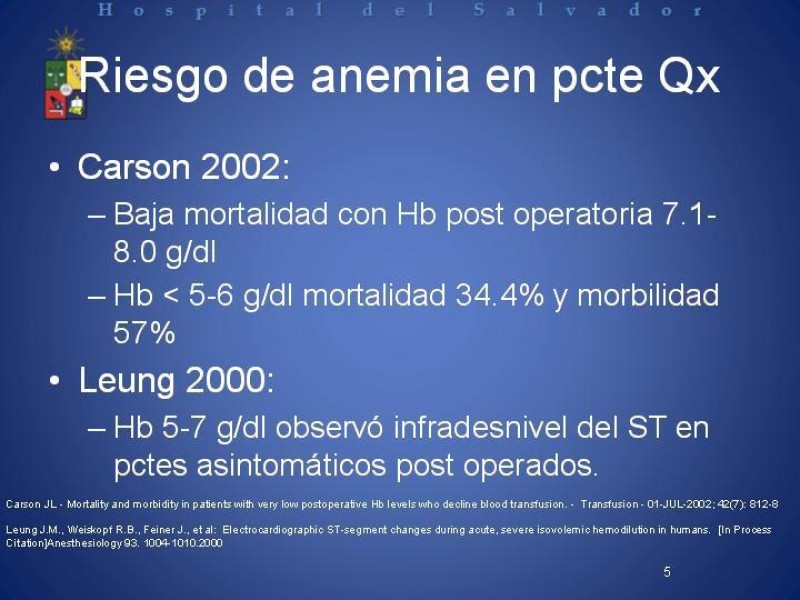 Diapositiva 4 de Uso de Hemoderivados en Cirugía