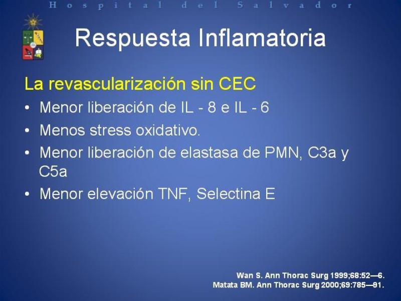 Diapositiva 8 de Estado Actual de la Revascularización Miocárdica sin Circulación Extracorpórea