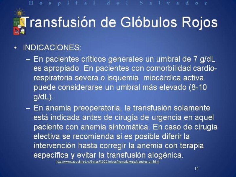 Diapositiva 10 de Uso de Hemoderivados en Cirugía
