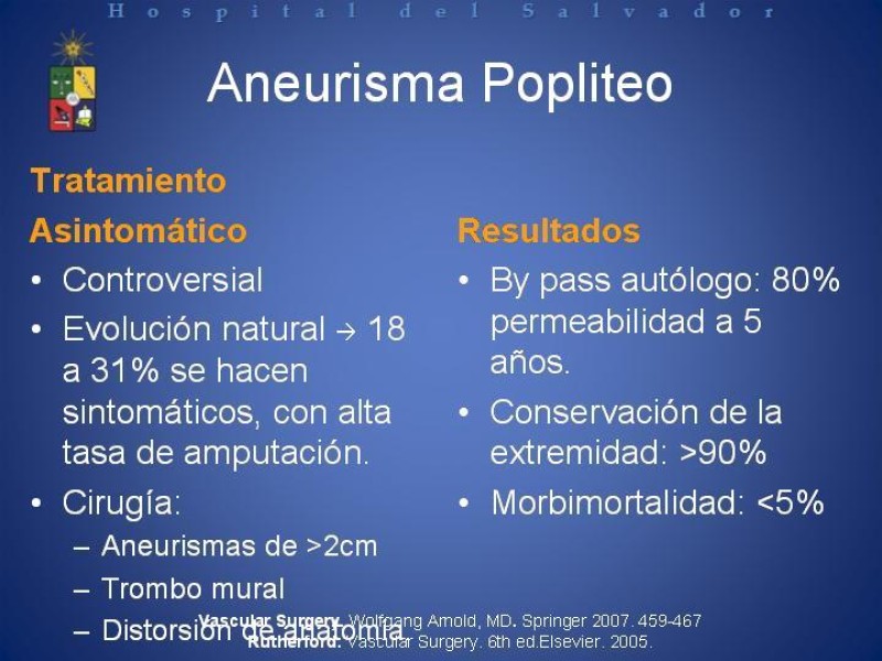 Diapositiva 11 de Aneurismas Arteriales de Extremidades Inferiores 