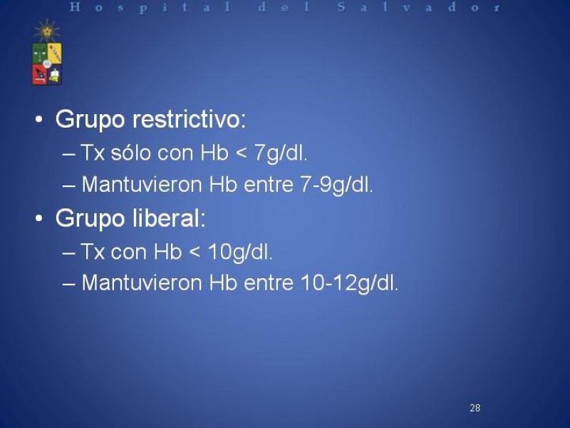 Diapositiva 27 de Uso de Hemoderivados en Cirugía