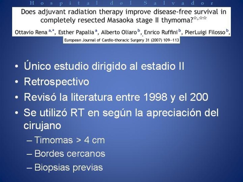 Diapositiva 6 de Radioterapia en Timomas Masaoka II