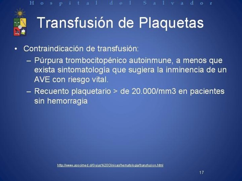 Diapositiva 16 de Uso de Hemoderivados en Cirugía
