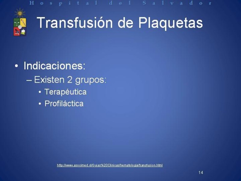 Diapositiva 13 de Uso de Hemoderivados en Cirugía