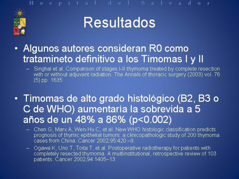 Diapositiva 23 de Radioterapia en Timomas Masaoka II