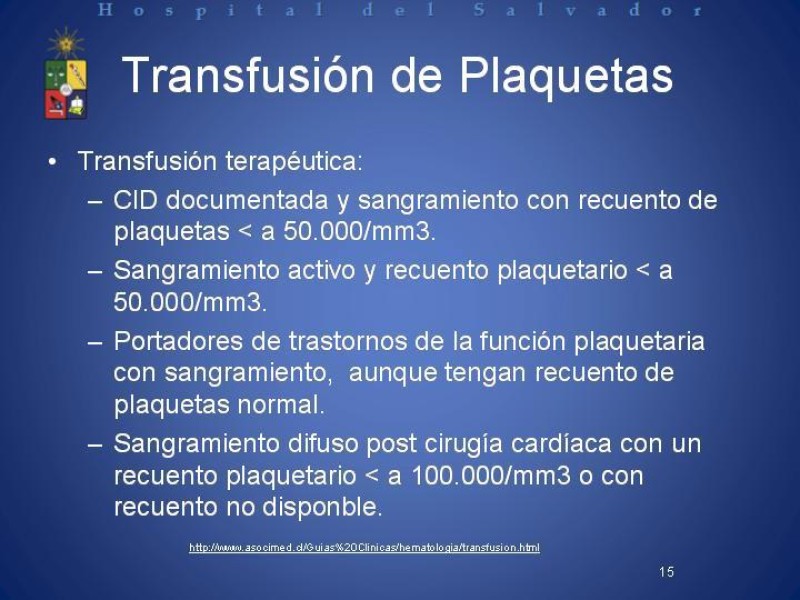 Diapositiva 14 de Uso de Hemoderivados en Cirugía