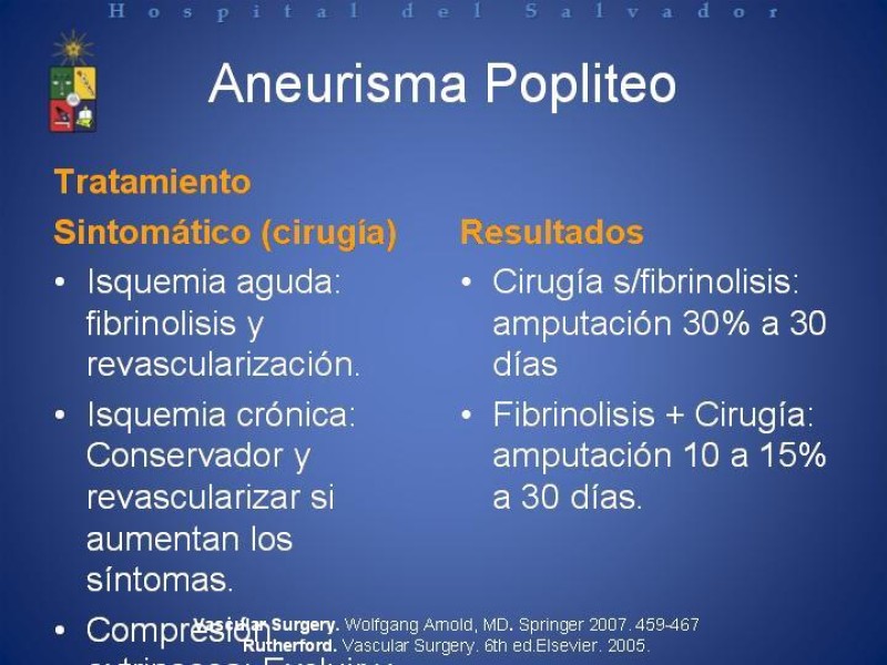 Diapositiva 12 de Aneurismas Arteriales de Extremidades Inferiores 