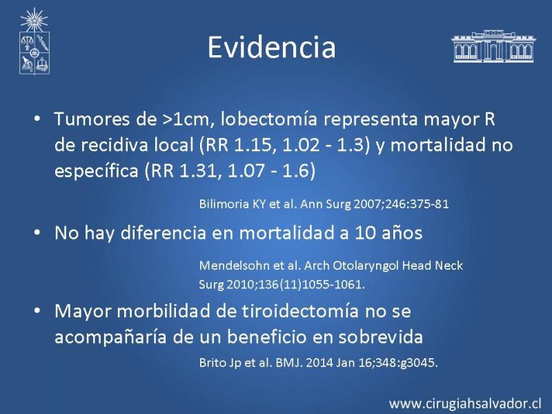 Diapositiva 10 de Lobectomía v/s Tiroidectomía total en Cáncer de Tiroides
