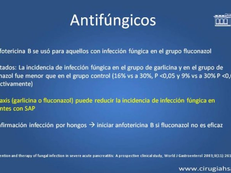 Diapositiva 40 de Antibióticos y antifúngicos en pancreatitis, indicaciones y tratamiento