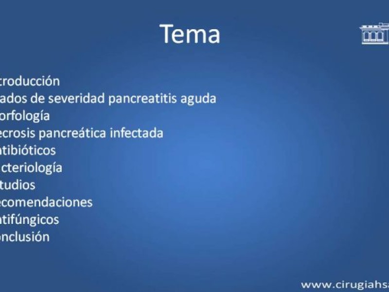 Diapositiva 1 de Antibióticos y antifúngicos en pancreatitis, indicaciones y tratamiento