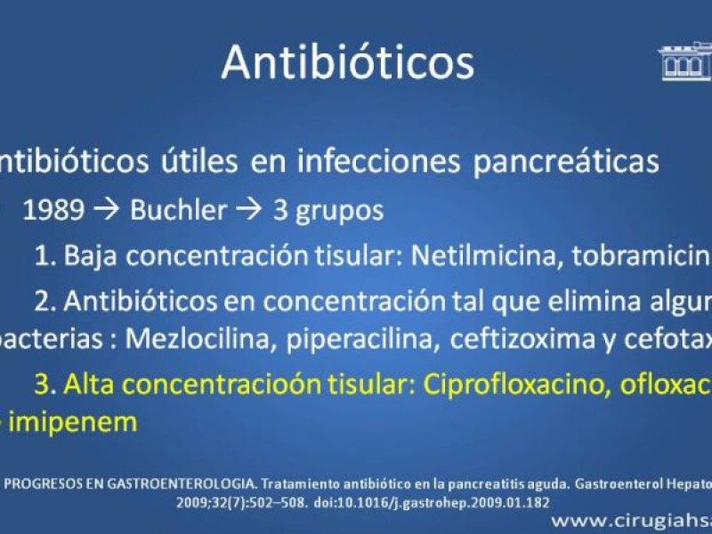 Diapositiva 14 de Antibióticos y antifúngicos en pancreatitis, indicaciones y tratamiento
