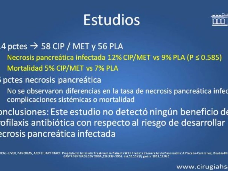 Diapositiva 23 de Antibióticos y antifúngicos en pancreatitis, indicaciones y tratamiento