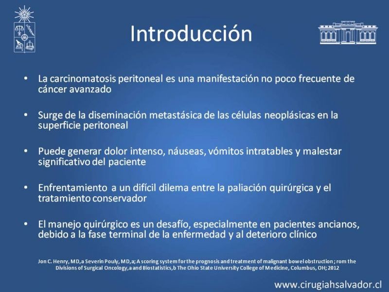 Diapositiva 2 de Obstrucción intestinal neoplásica asociada a carcinomatosis peritoneal