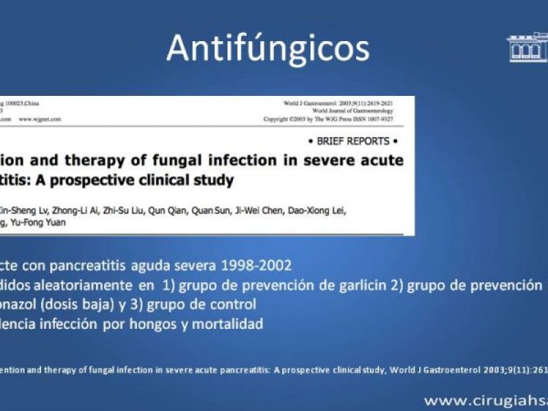 Diapositiva 39 de Antibióticos y antifúngicos en pancreatitis, indicaciones y tratamiento