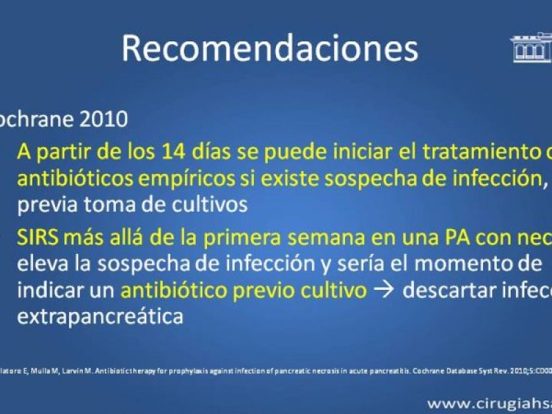 Diapositiva 35 de Antibióticos y antifúngicos en pancreatitis, indicaciones y tratamiento
