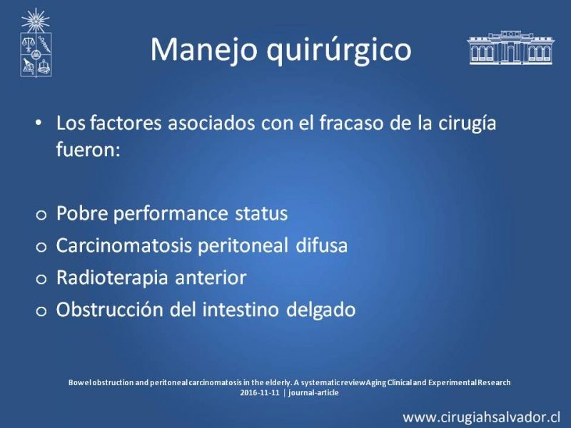 Diapositiva 15 de Obstrucción intestinal neoplásica asociada a carcinomatosis peritoneal