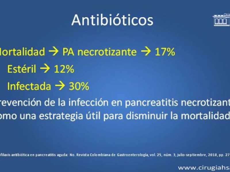 Diapositiva 18 de Antibióticos y antifúngicos en pancreatitis, indicaciones y tratamiento