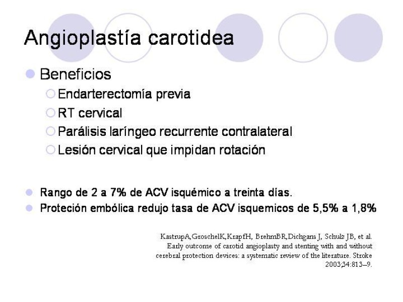 Diapositiva 18 de Estenosis Carotidea Endarterectomía y Angioplastía