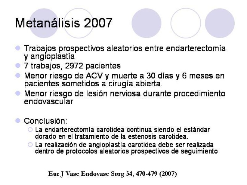 Diapositiva 23 de Estenosis Carotidea Endarterectomía y Angioplastía