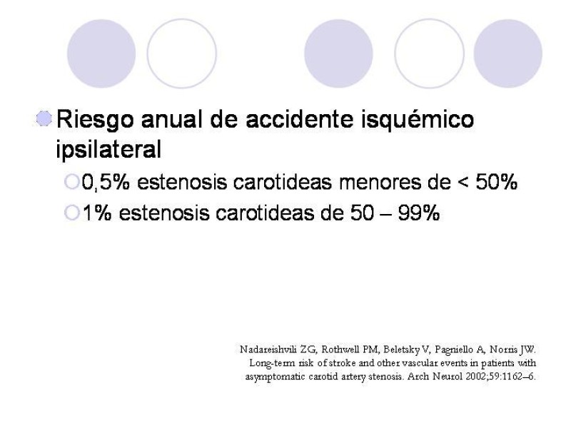 Diapositiva 3 de Estenosis Carotidea Endarterectomía y Angioplastía