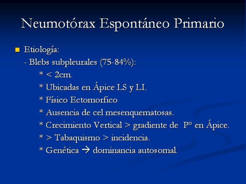 Diapositiva 5 de Neumotórax Primario