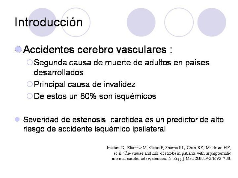 Diapositiva 1 de Estenosis Carotidea Endarterectomía y Angioplastía