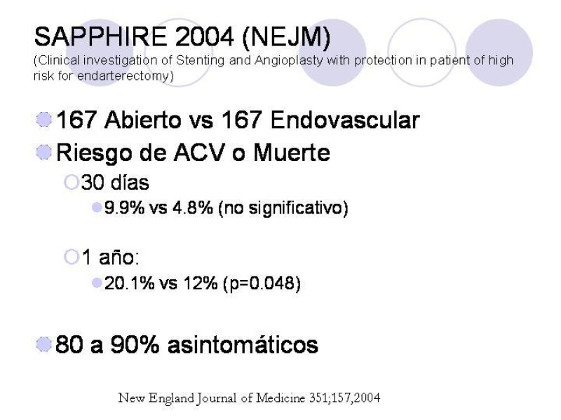 Diapositiva 19 de Estenosis Carotidea Endarterectomía y Angioplastía