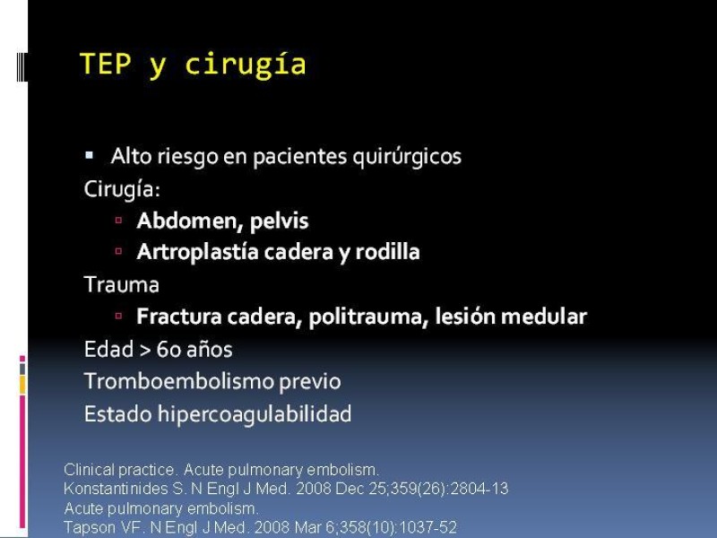 Diapositiva 2 de TEP y su profilaxis en cirugía