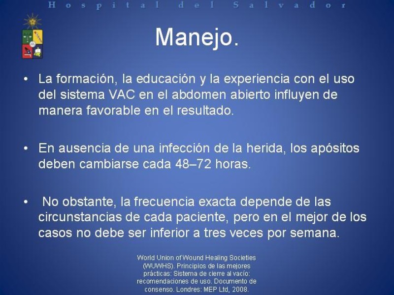 Diapositiva 31 de Vacuum-Assisted Closure en laparotomía. 