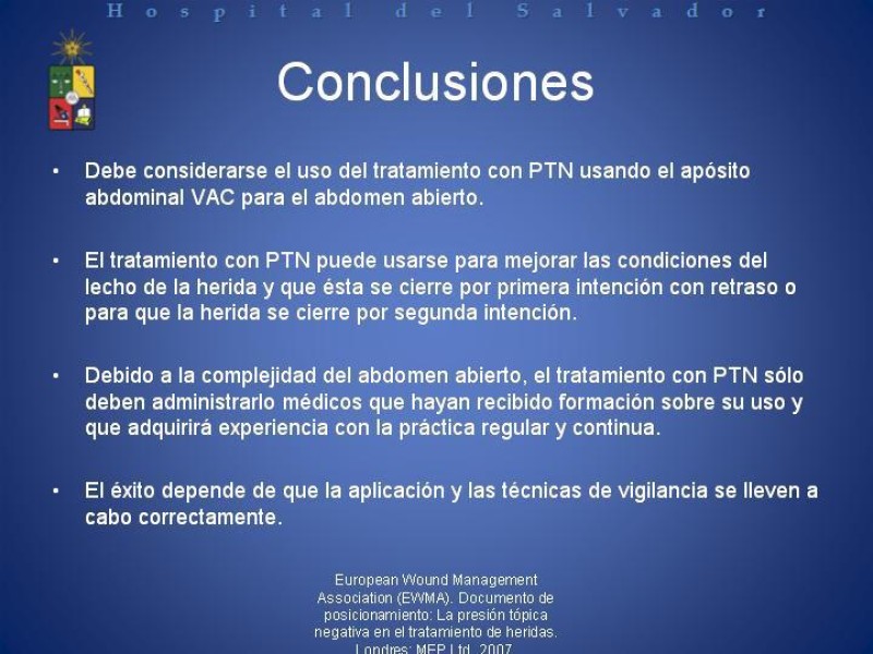 Diapositiva 42 de Vacuum-Assisted Closure en laparotomía. 