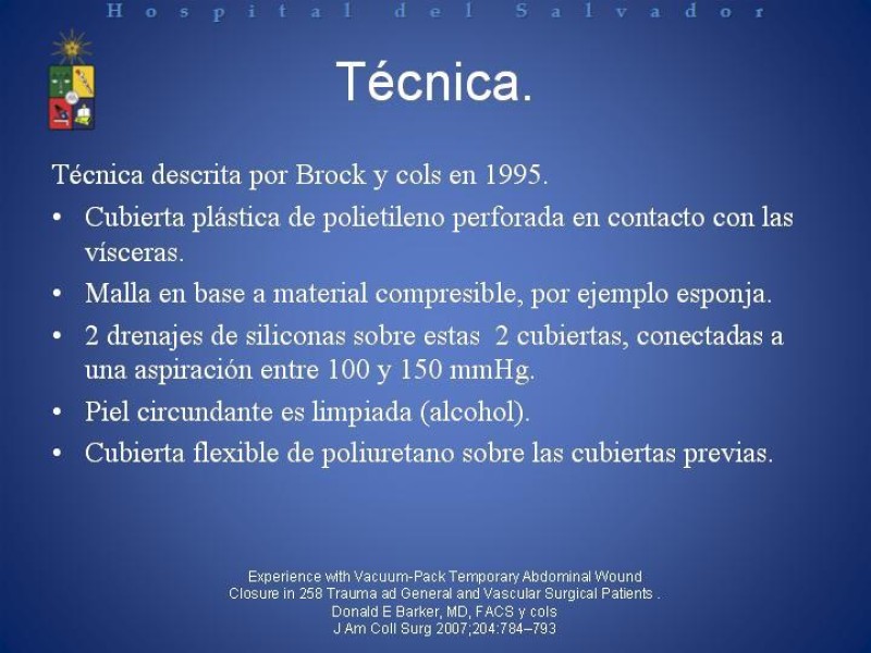 Diapositiva 16 de Vacuum-Assisted Closure en laparotomía. 