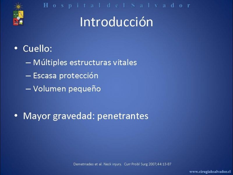 Diapositiva 1 de Trauma Vascular Cervical