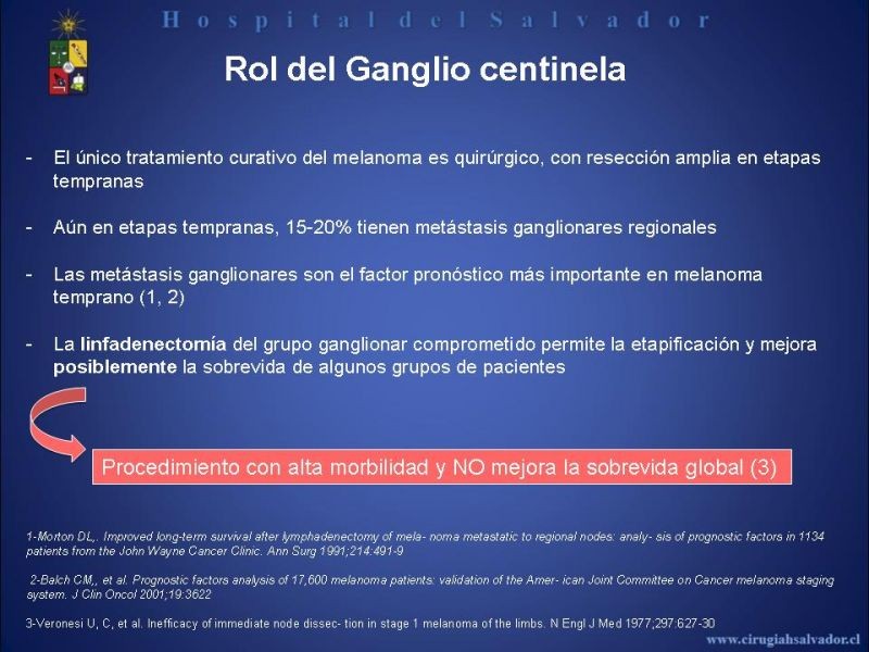 Diapositiva 14 de Rol del Ganglio Centinela en Melanoma