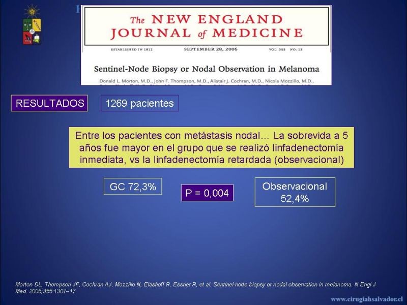 Diapositiva 20 de Rol del Ganglio Centinela en Melanoma
