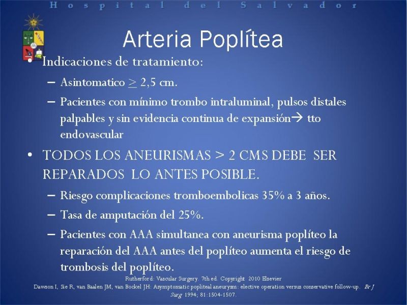 Diapositiva 21 de Aneurismas Arteriales EEII