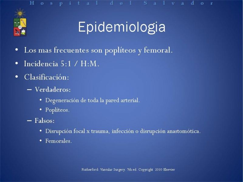Diapositiva 3 de Aneurismas Arteriales EEII