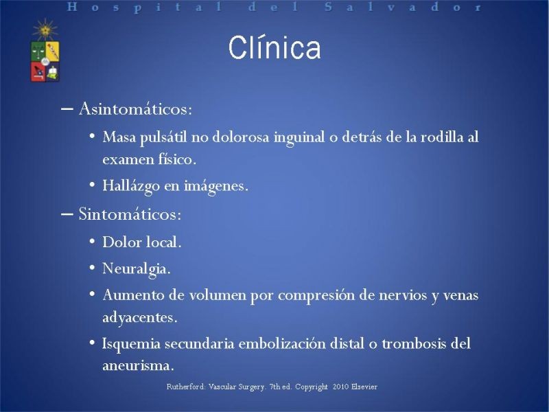 Diapositiva 4 de Aneurismas Arteriales EEII